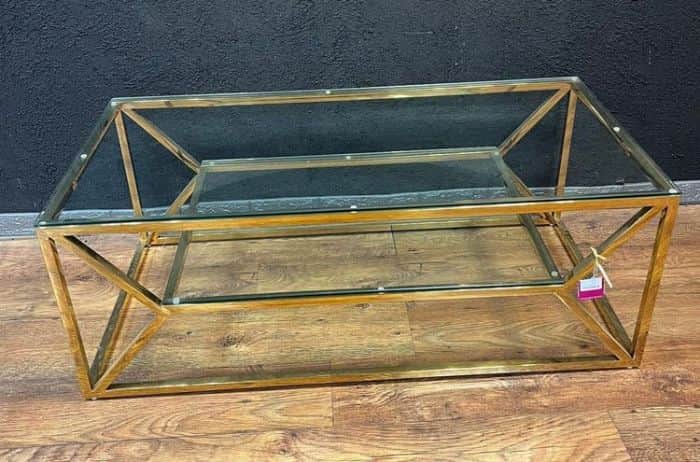 שולחן סלון 1200*600*450 ס"מ - CT166 מתכת עם זכוכית