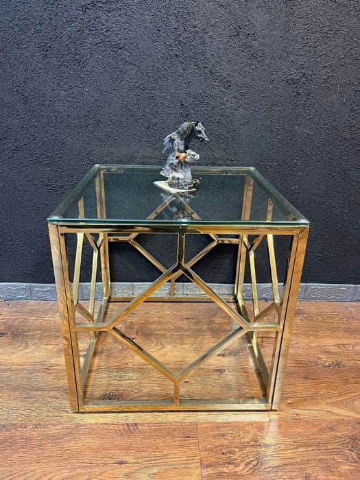 שולחן 55/55/55 ס"מ ET148 מתכת עם זכוכית